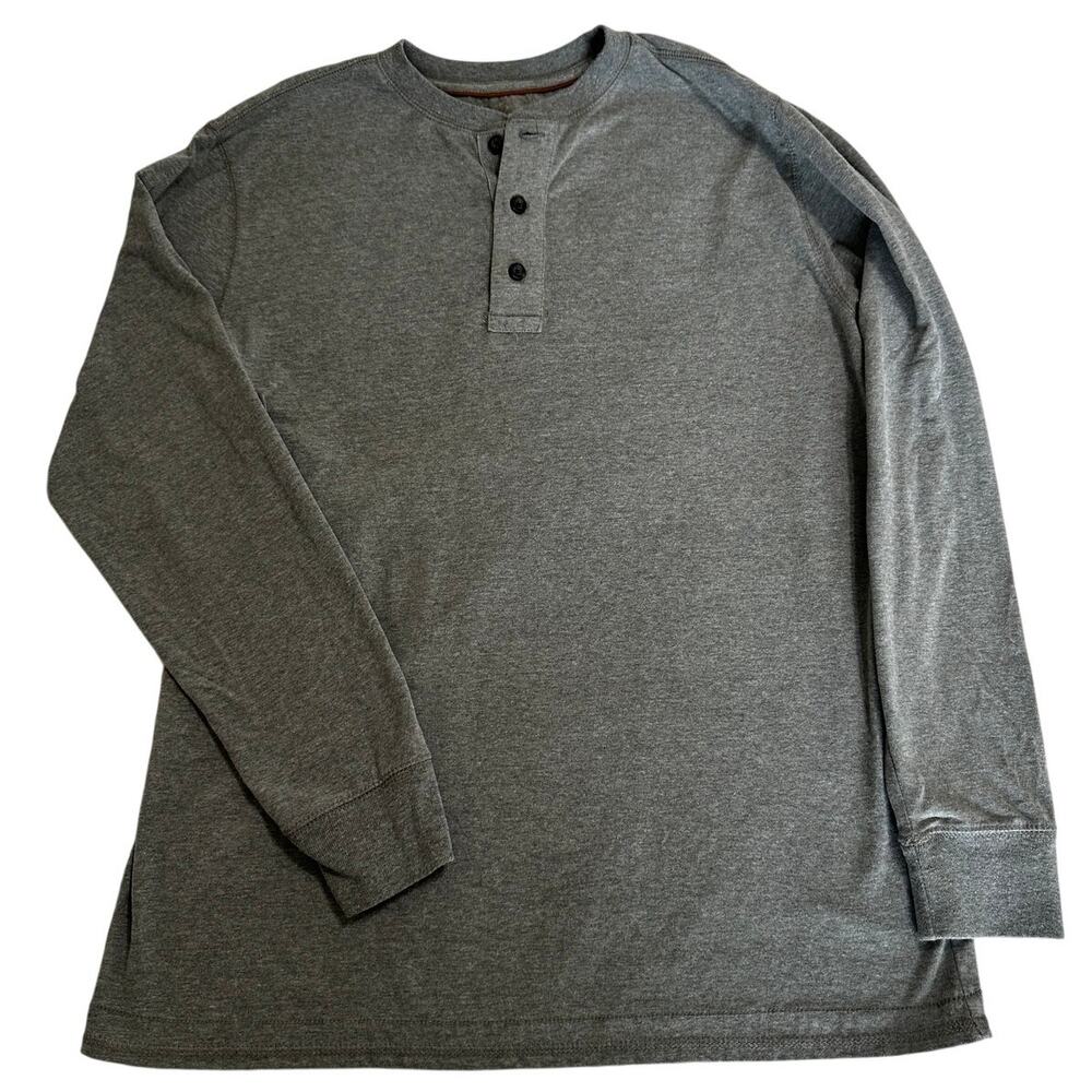 Wilderness Sueded Henley Shirt Mens Medium Gray Thermal